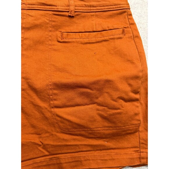 Ava & Viv Orange Button Fly High Rise Plus Size Shorts Khaki Chino Stretch 18 - Picture 3 of 9